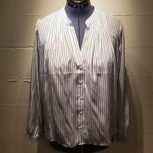 Frame, silk blouse blue black stripe, XL